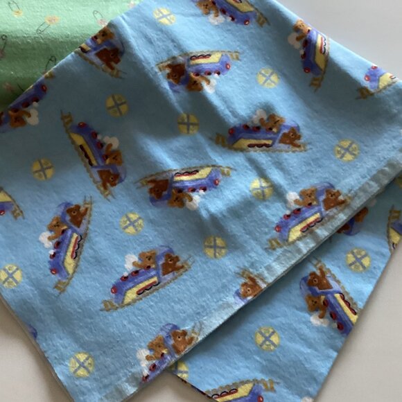 3 Baby Boy Flannel Fabrics Material Quilting Sewing Crafting - Picture 3 of 6